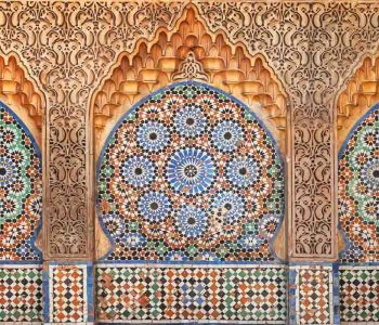 Ancient Arabic niche with mosaic in Medina. Tangier, Morocco